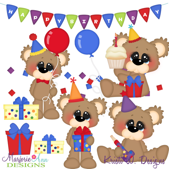 Bubbles The Bear 1st Birhday SVG Cutting Files Includes Clipart - Click Image to Close